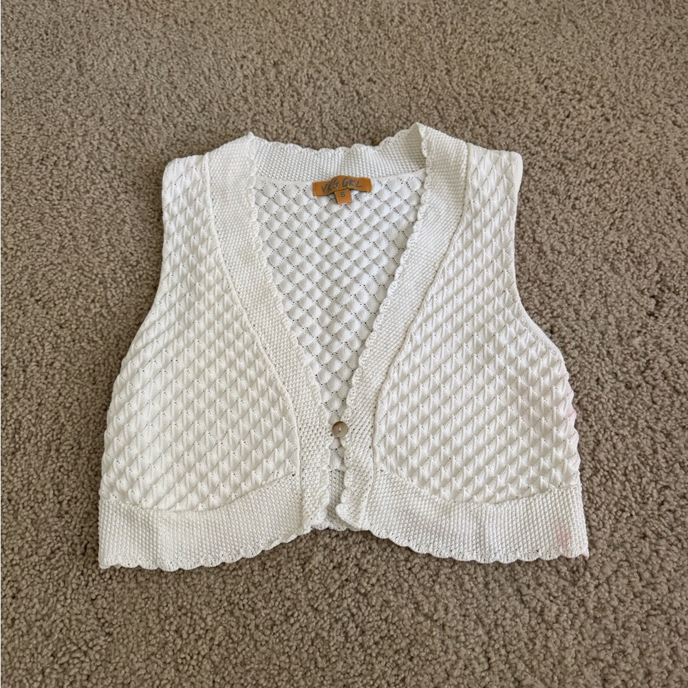 Vrg Grl White Knit Crop Top